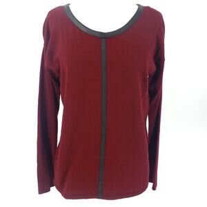 Kenar Extra Fine Merino Wool Sweater - Faux Leather Accents – Size Medium